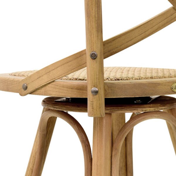 Banqueta Assento Giratrio em Rattan Paris - Madeira Carvalho - Kit 2 Banquetas