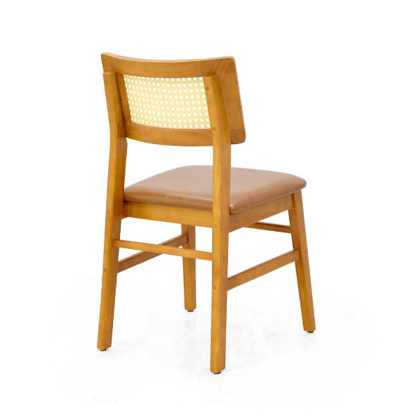 Cadeira Assento Estofada Encosto Palha Sinttica Oslo - Madeira Macia - Kit 2 Cadeiras