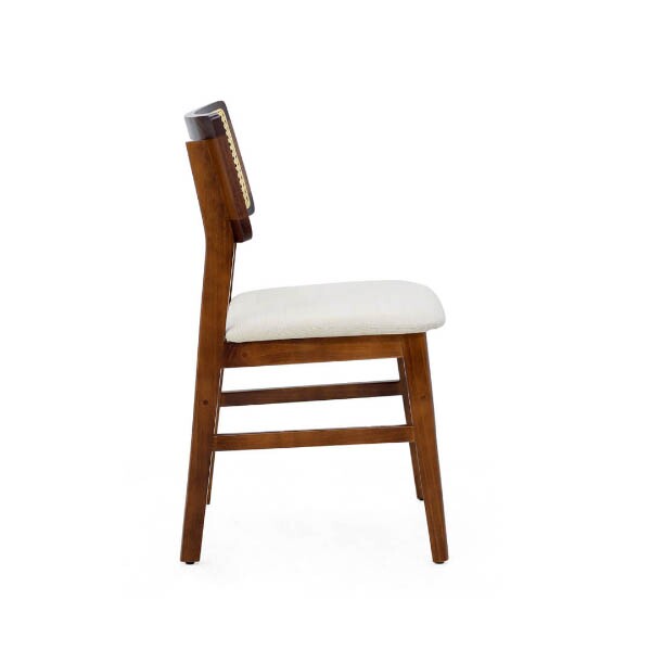 Cadeira Assento Estofada Encosto Palha Sinttica Oslo - Madeira Macia - Kit 2 Cadeiras