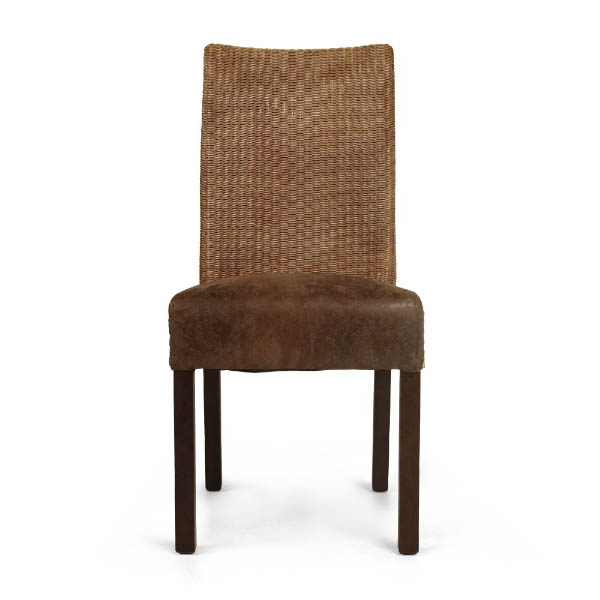 Cadeira Estofada Ibiza - Encosto em Rattan - Kit 2 Cadeiras