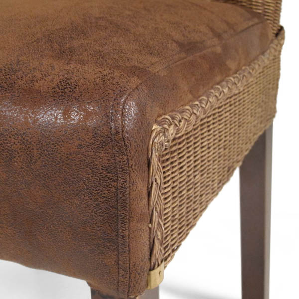 Cadeira Estofada Ibiza - Encosto em Rattan - Kit 2 Cadeiras