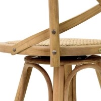 Banqueta Assento Giratrio em Rattan Paris - Madeira Carvalho - Kit 2 Banquetas