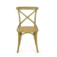 Cadeira Assento em Rattan Paris - Madeira Carvalho - Kit 2 Cadeiras