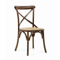 Cadeira Assento em Rattan Paris - Madeira Carvalho - Kit 2 Cadeiras