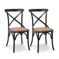 Cadeira Assento em Rattan Paris - Madeira Carvalho Provenal - Kit 2 Cadeiras