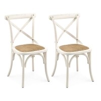 Cadeira Assento em Rattan Paris - Madeira Carvalho Provenal - Kit 2 Cadeiras