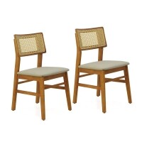 Cadeira Assento Estofada Encosto Palha Sinttica Oslo - Madeira Macia - Kit 2 Cadeiras