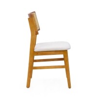 Cadeira Assento Estofada Encosto Palha Sinttica Oslo - Madeira Macia - Kit 2 Cadeiras