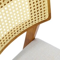 Cadeira Assento Estofada Encosto Palha Sinttica Oslo - Madeira Macia - Kit 2 Cadeiras