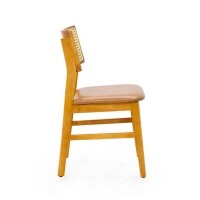 Cadeira Assento Estofada Encosto Palha Sinttica Oslo - Madeira Macia - Kit 2 Cadeiras