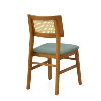 Cadeira Assento Estofada Encosto Palha Sinttica Oslo - Madeira Macia - Kit 2 Cadeiras