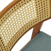Cadeira Assento Estofada Encosto Palha Sinttica Oslo - Madeira Macia - Kit 2 Cadeiras