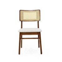 Cadeira Assento Estofada Encosto Palha Sinttica Oslo - Madeira Macia - Kit 2 Cadeiras