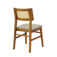 Cadeira Assento Estofada Encosto Palha Sinttica Oslo - Madeira Macia - Kit 2 Cadeiras