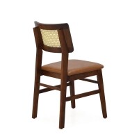Cadeira Assento Estofada Encosto Palha Sinttica Oslo - Madeira Macia - Kit 2 Cadeiras
