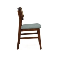 Cadeira Assento Estofada Encosto Palha Sinttica Oslo - Madeira Macia - Kit 2 Cadeiras