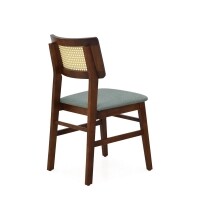 Cadeira Assento Estofada Encosto Palha Sinttica Oslo - Madeira Macia - Kit 2 Cadeiras