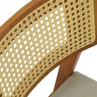 Cadeira Assento Estofada Encosto Palha Sinttica Oslo - Madeira Macia - Kit 2 Cadeiras