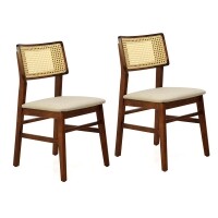 Cadeira Assento Estofada Encosto Palha Sinttica Oslo - Madeira Macia - Kit 2 Cadeiras