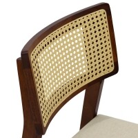 Cadeira Assento Estofada Encosto Palha Sinttica Oslo - Madeira Macia - Kit 2 Cadeiras