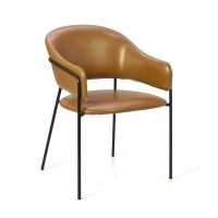 Cadeira Estofada Bristol - Estrutura em Ao - Estrutura Preta + Tecido Cmel 62