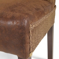 Cadeira Estofada Ibiza - Encosto em Rattan - Kit 2 Cadeiras