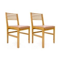 Cadeira Estofada Legno - Madeira Macia - Kit 2 Cadeiras - Castanho Oregon