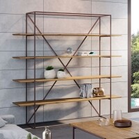 Estante 4 Prateleiras Lumber - Madeira Macia e Ferro