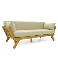 Sof 3 Lugares com Almofada Removveis Voss - Madeira Macia