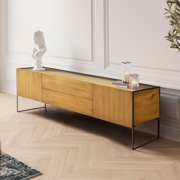 Buffet 2 Portas 2 Gavetas Lumber - Madeira Macia e Ferro