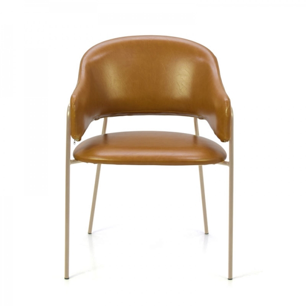 Cadeira Estofada Bristol - Estrutura em Aço Cadeira Estofada Bristol - Estrutura em Aço - Estrutura Champagne + Tecido Câmel 62