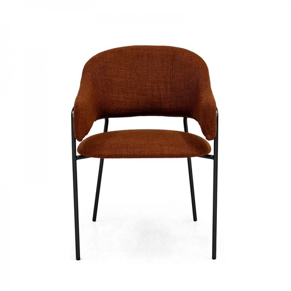 Cadeira Estofada Bristol - Estrutura em Aço Cadeira Estofada Bristol - Estrutura em Aço - Estrutura Preta + Tecido Braque Terracota