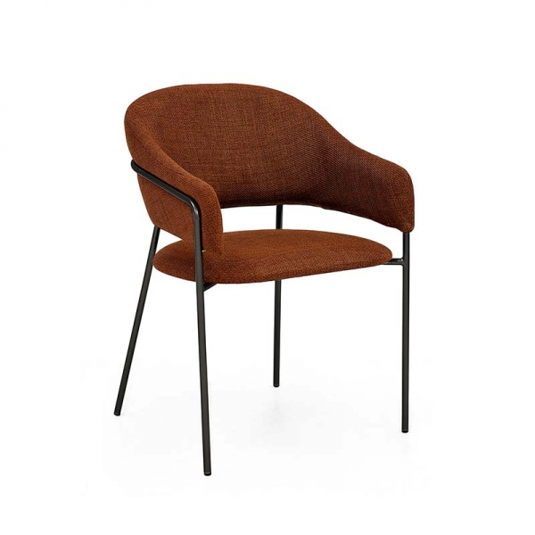 Cadeira Estofada Bristol - Estrutura em Aço Cadeira Estofada Bristol - Estrutura em Aço - Estrutura Preta + Tecido Braque Terracota