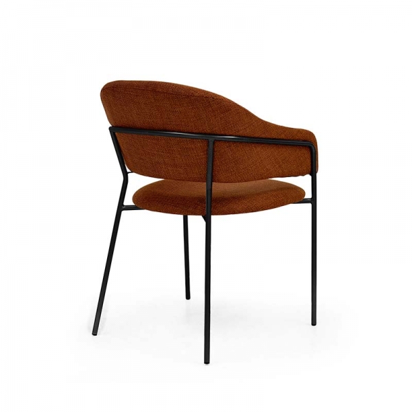 Cadeira Estofada Bristol - Estrutura em Aço Cadeira Estofada Bristol - Estrutura em Aço - Estrutura Preta + Tecido Braque Terracota