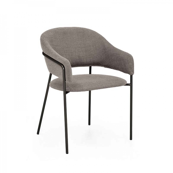 Cadeira Estofada Bristol - Estrutura em Aço Cadeira Estofada Bristol - Estrutura em Aço - Estrutura Preta + Tecido Braque Cinza