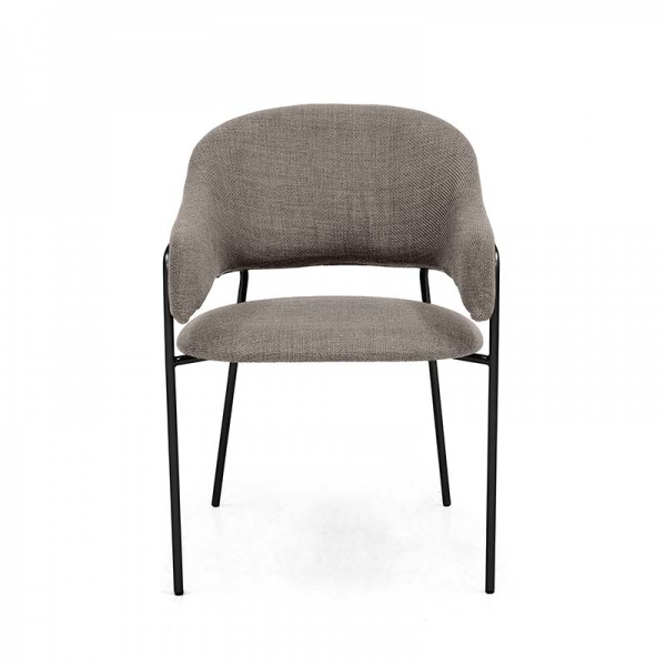 Cadeira Estofada Bristol - Estrutura em Aço Cadeira Estofada Bristol - Estrutura em Aço - Estrutura Preta + Tecido Braque Cinza