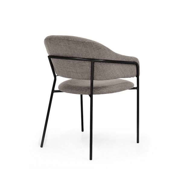Cadeira Estofada Bristol - Estrutura em Aço Cadeira Estofada Bristol - Estrutura em Aço - Estrutura Preta + Tecido Braque Cinza