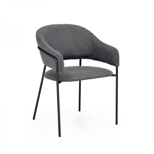 Cadeira Estofada Bristol - Estrutura em Aço Cadeira Estofada Bristol - Estrutura em Aço - Estrutura Preta + Tecido Braque Chumbo