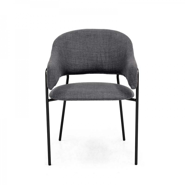 Cadeira Estofada Bristol - Estrutura em Aço Cadeira Estofada Bristol - Estrutura em Aço - Estrutura Preta + Tecido Braque Chumbo