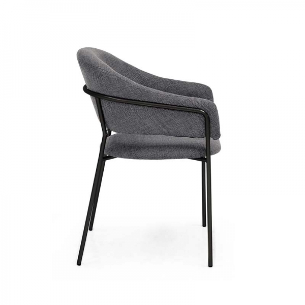 Cadeira Estofada Bristol - Estrutura em Aço Cadeira Estofada Bristol - Estrutura em Aço - Estrutura Preta + Tecido Braque Chumbo