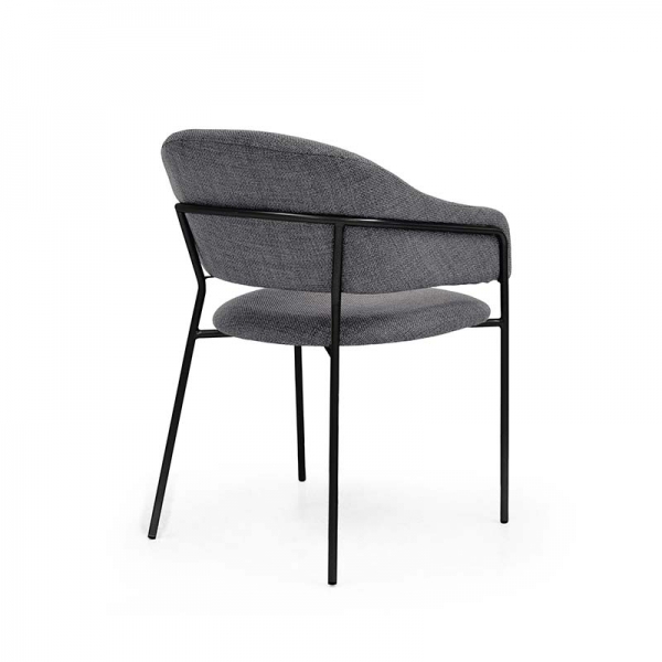 Cadeira Estofada Bristol - Estrutura em Aço Cadeira Estofada Bristol - Estrutura em Aço - Estrutura Preta + Tecido Braque Chumbo