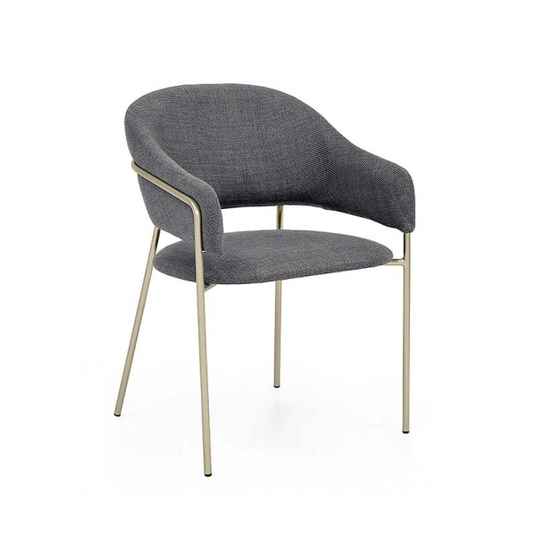 Cadeira Estofada Bristol - Estrutura em Aço Cadeira Estofada Bristol - Estrutura em Aço - Estrutura Champanhe + Tecido Braque Chumbo