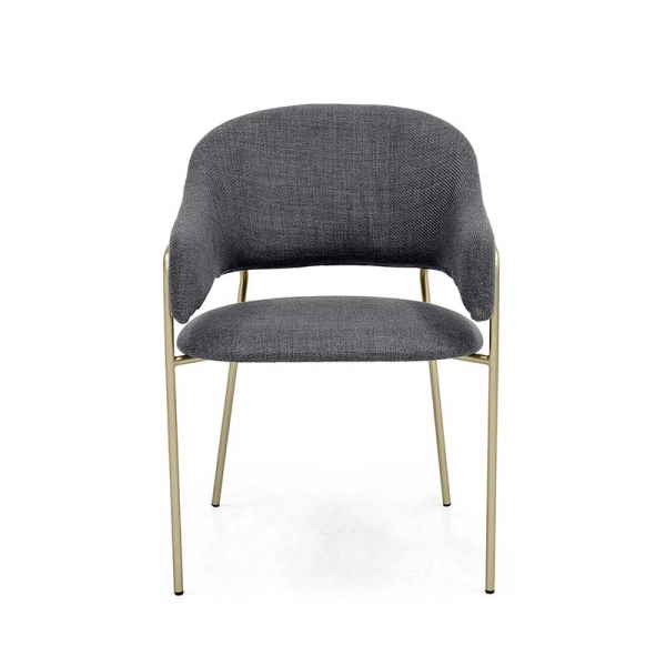 Cadeira Estofada Bristol - Estrutura em Aço Cadeira Estofada Bristol - Estrutura em Aço - Estrutura Champanhe + Tecido Braque Chumbo