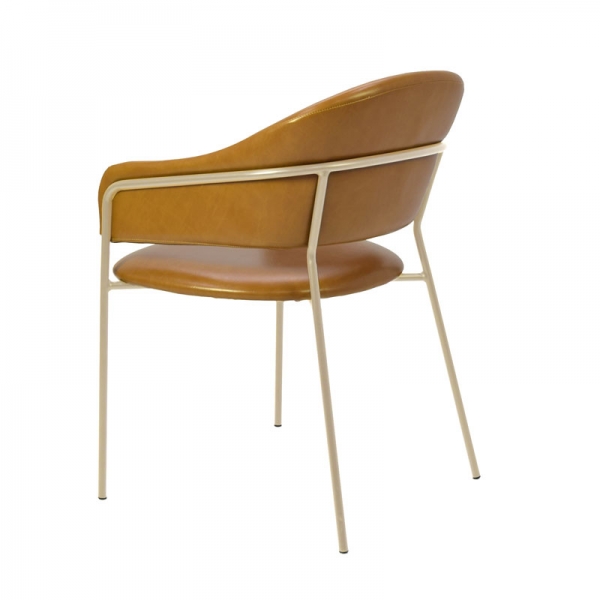 Cadeira Estofada Bristol - Estrutura em Aço Cadeira Estofada Bristol - Estrutura em Aço - Estrutura Champagne + Tecido Câmel 62