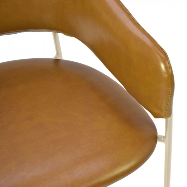 Cadeira Estofada Bristol - Estrutura em Aço Cadeira Estofada Bristol - Estrutura em Aço - Estrutura Champagne + Tecido Câmel 62