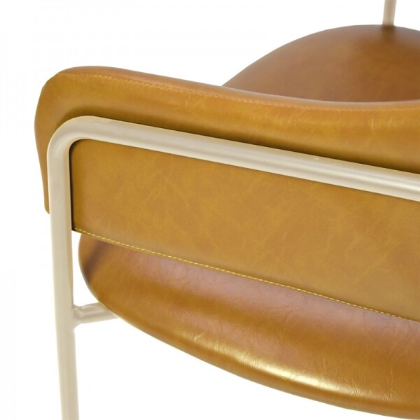 Cadeira Estofada Bristol - Estrutura em Ao - Estrutura Champagne + Tecido Cmel 62