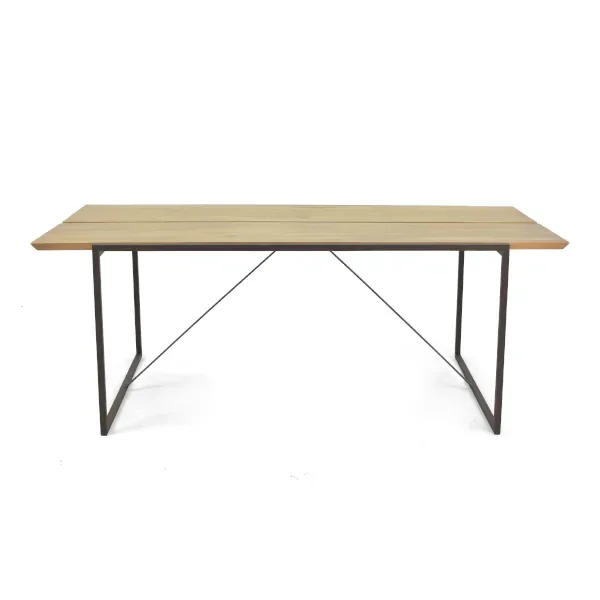 Mesa de Jantar 200cm Lumber - Madeira Maciça com Pés Ferro
