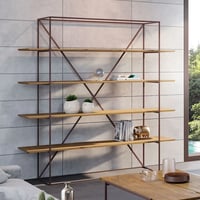 Estante 4 Prateleiras Lumber - Madeira Maciça e Ferro