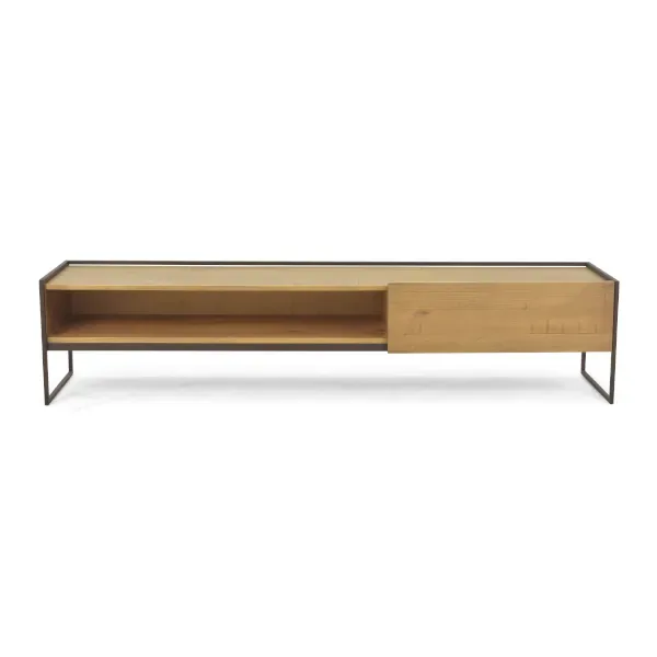 Rack 1 Gaveta Lumber - Madeira Maciça e Ferro
