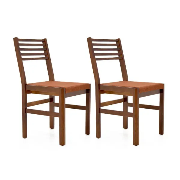 Cadeira Estofada Legno - Madeira Maciça - Kit 2 Cadeiras